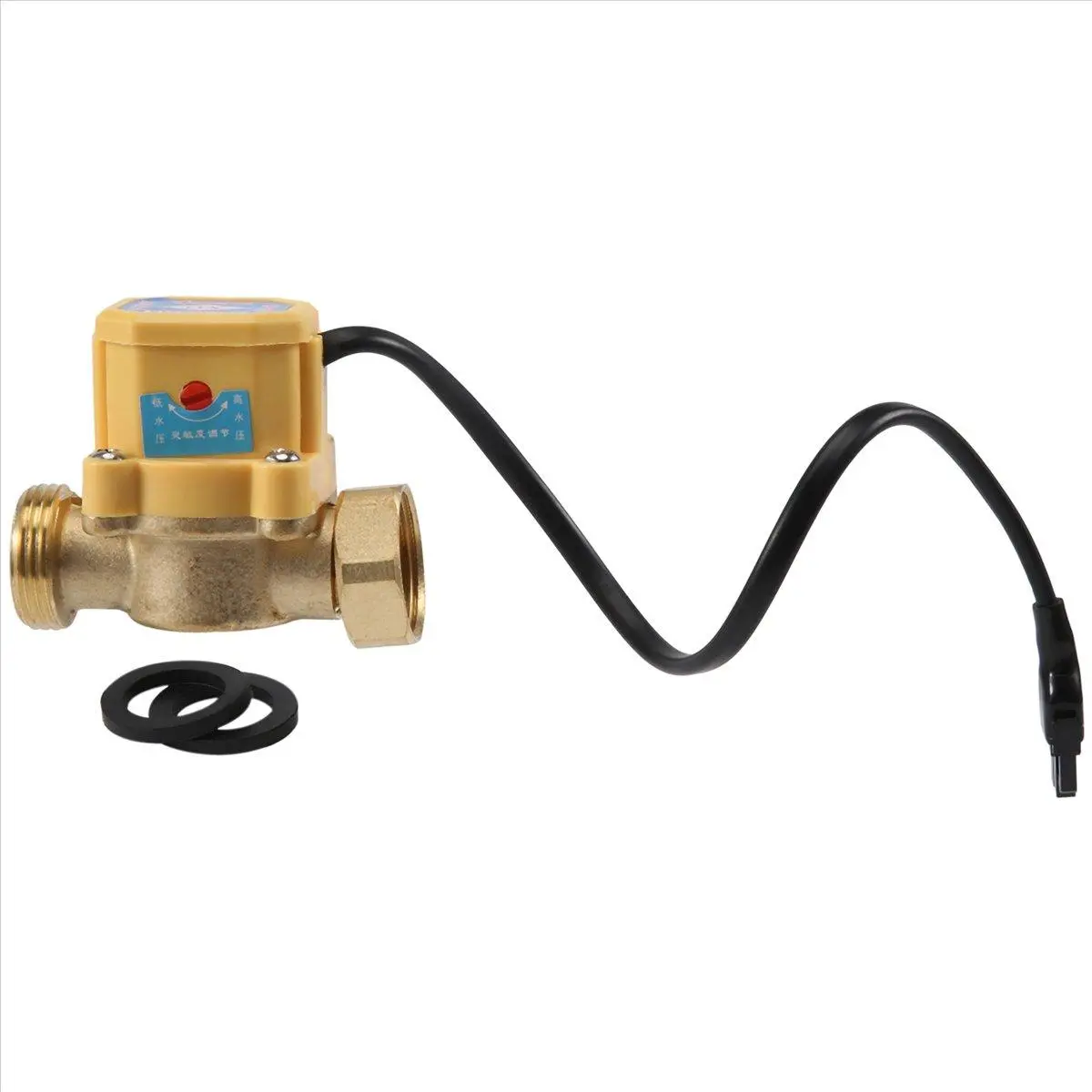 Water Flow Sensor Switch, Copper Tone Metal Body Flow Monitor with Auto Switch, 120W Max, Cabled 3/4" PT Thread Fit for Heaters & Automatic Dispensers