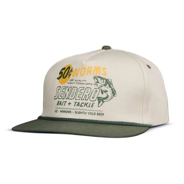 Sendero Provisions Co. 50 Cent Worms Hat Off-white Structured 5-Panel Unisex Poly/Cotton Twill Screen Printed design Snapback Rope Hat