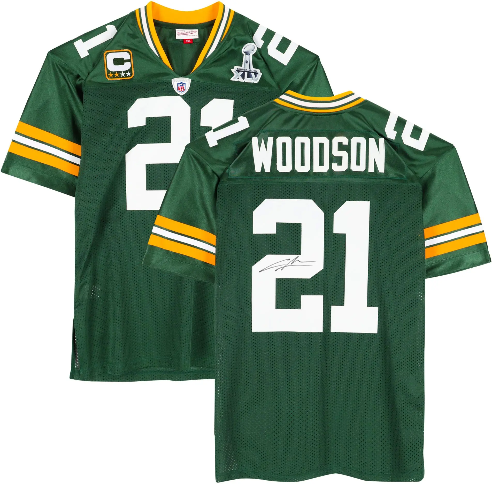 Charles Woodson Green Bay Packers Signed Mitchell & Ness Green Authentic Jersey