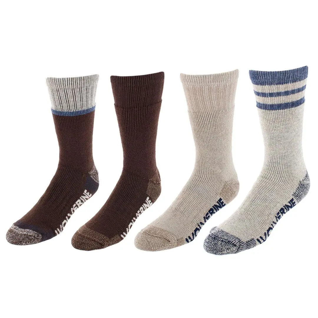 Wolverine Men's Wilderness Thermal Boot Crew Sock (4 Pair Pack), Thermal Socks