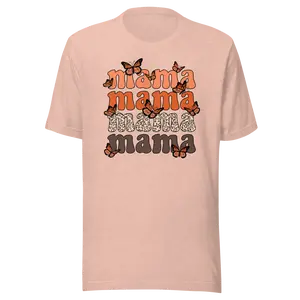 Women's Mama Butterfly Leopard Animal Print Retro Trendy Gift Motivational Quote Graphic Mother T-Shirt: Standard and Plus Size Tee