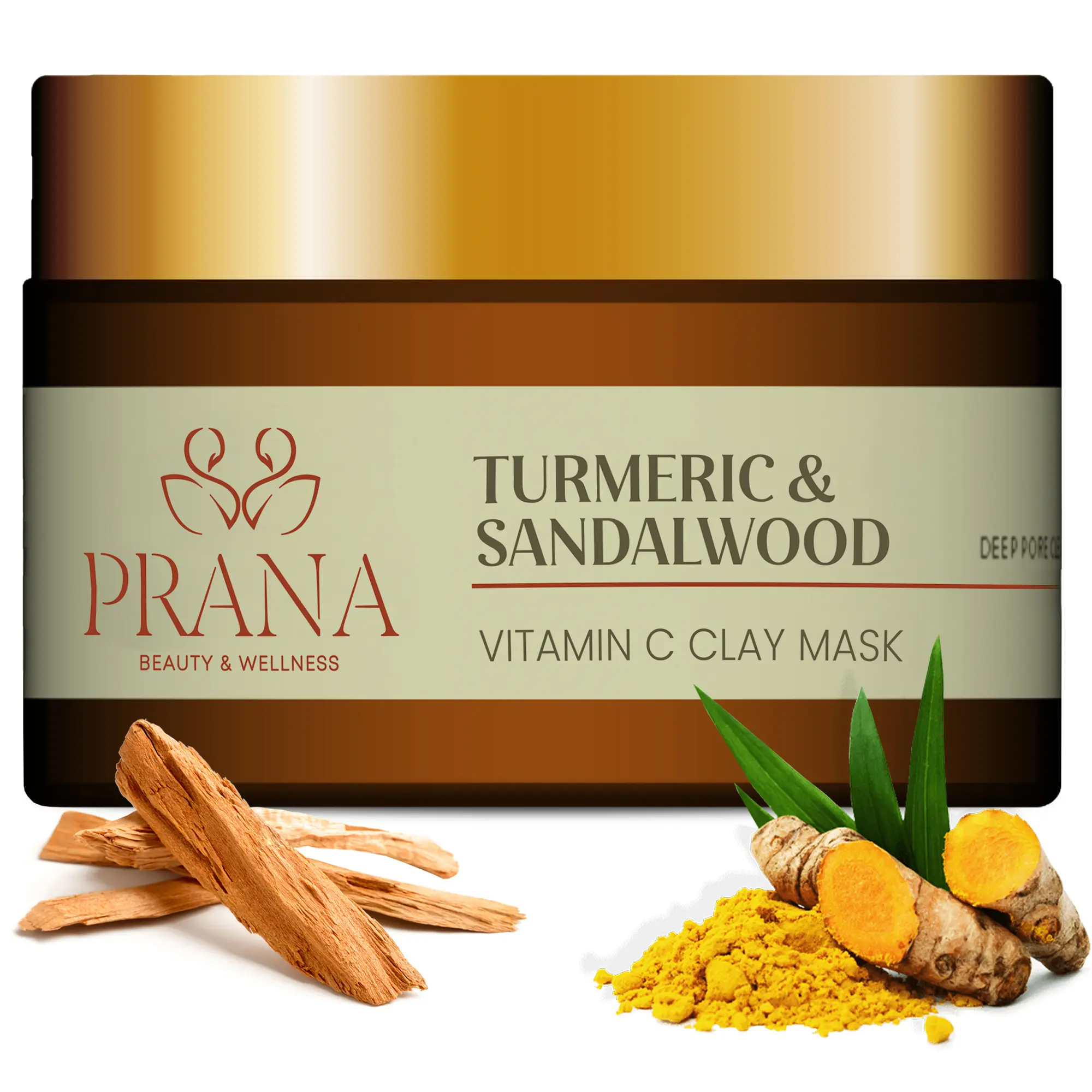 PRANA Turmeric and Sandalwood Vitamin C Clay Mask 60ml 12 min Ayurvedic brightening mask