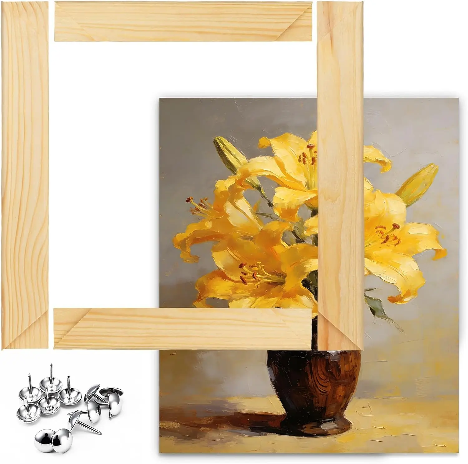 12"x16" DIY Stretcher Bars for Canvas Painting, Wooden Art Frames | Easy to Assemble Canvas Frame Kit, Gallery Wrap Oil Painting for Wall Art, Primed Professional Artist Canvases for Acrylic