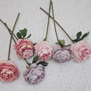 2pcs Artificial Flowers Single Head Camellia, Peony Flower Bouquet, Rose Fake Flowers Used for Home Living Room, Bedroom, Dining Room, Desktop Decoration, Daily Festivals, Wedding Decoration
