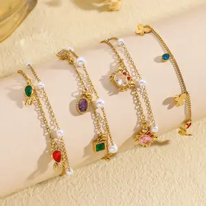 Cute Crab Bracelet Titanium Steel Fashion Style Elegant Simple Butterfly Inlaid with Diamonds Animal Beaded Jewelry Casual Bracelet for Women