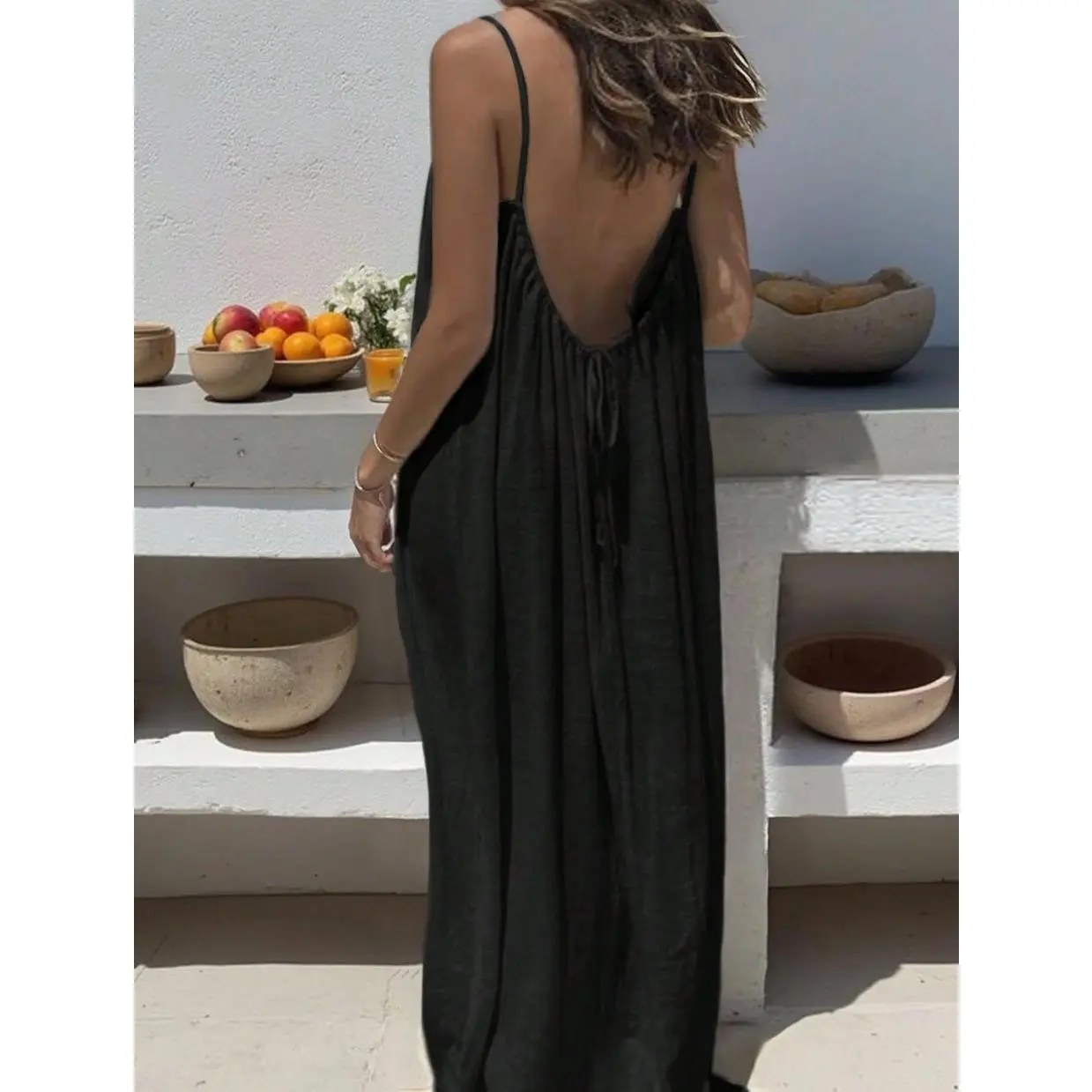 2026 Silk Crepe Wrapback Halter Long Dress Sexy Casual Dress 2026 Silk Crepe Wrapback Halter Long Dress Sexy Casual Dress