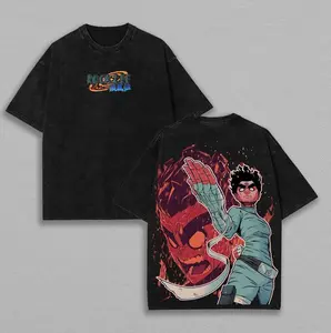 Retro Heavy Limited Rock Lee Naruto Anime Double Printed Vintage Tee Unisex Oversize Manga Heavyweight Cotton T-shirt