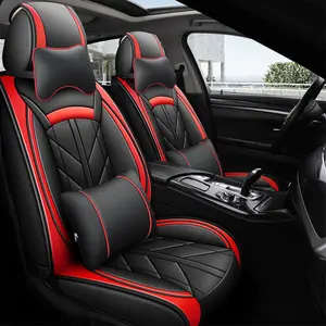 5 Seats Car Seat Covers Full Set Waterproof Leather Front Rear Seat Cushion Padded 40/60 Spilt Bench Cover Airbag Compatible Easy to Install Universal Fit For Nissan Honda Civic CRV HRV Kia Sorento Toyota Corolla 4Runner Camry Hyundai Mazda