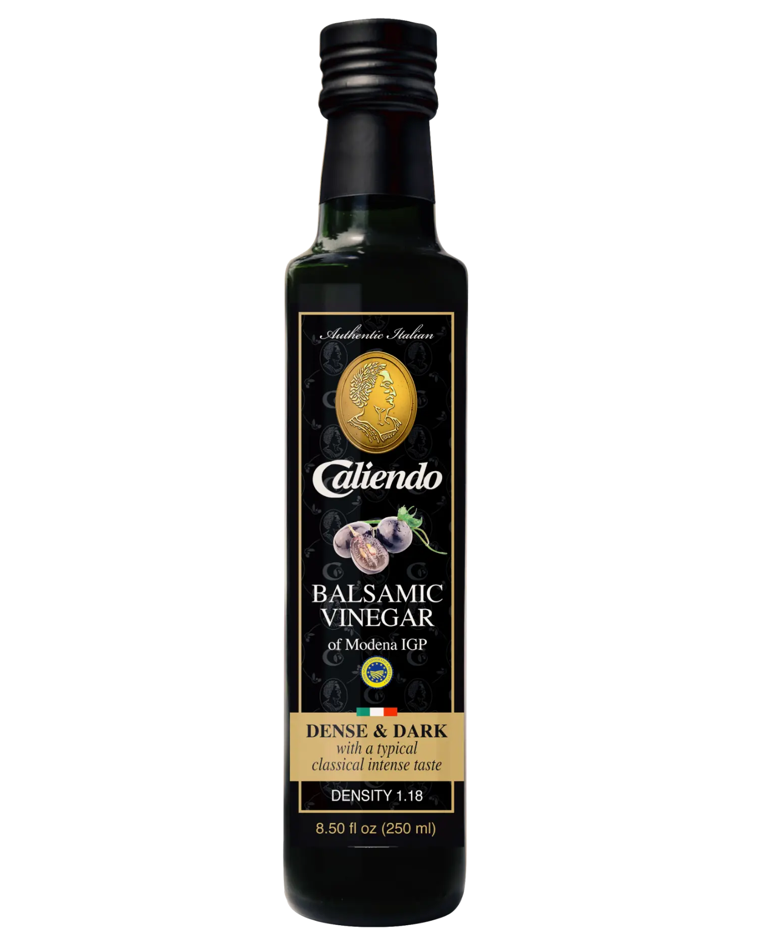 Caliendo Authentic Italian Balsamic Vinegar of Modena of IGP, 1.18 Density 8.5 Fl Oz Glass Bottle
