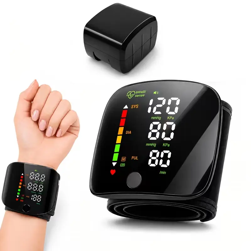 Portable Wrist Blood Pressure Monitor—Touchscreen Cuff, ABS Material, Compact Design, Comes with a Carrying Case, Suitable for Home Health Care