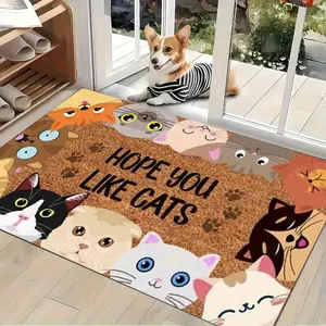 Indoor Entrance Welcome Doormat Cute Cats Print Pattern Material NonSlip Cozy Easy Clean Perfect for Bedroom Living Room Home Decor Doormat Ideal for Holidays Festivals Parties