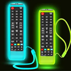 2Pack Case for Samsung TV Remote, Cover for Samsung Remote Control for Smart TV Universal Replacement Silicone Sleeve Skin with Lanyard Glow in The Dark Green and Blue