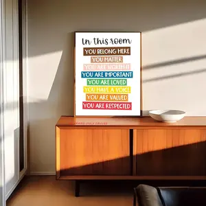 1 piece/set, Inspiring Classroom Wall Art Poster, “In This Room” Affirmation Print, Rainbow Decor for Nursery and Home, Perfect for Children Ages 3 to 12, Frameless, 2D Flat, Unframed Art Print