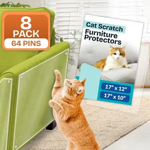 Scratch Furniture Protector (8 Pack w/Pins) XL |  Couch Protector from Claws | Clear Plastic Anti Scratch Furniture Shield for Sofa