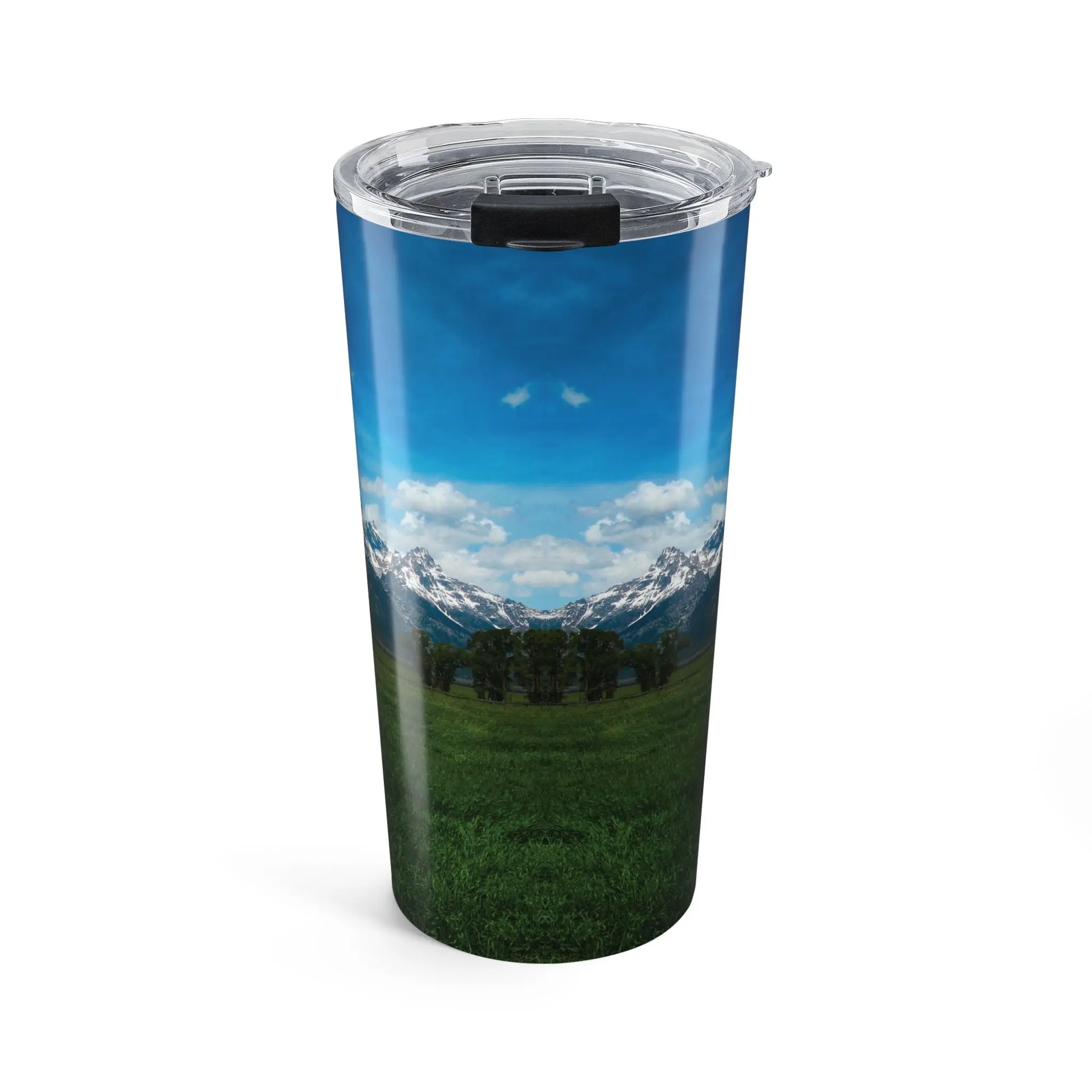 20oz Mountain Landscape Tumbler – Insulated Travel Cup with Scenic Meadow & Snowy Peaks
