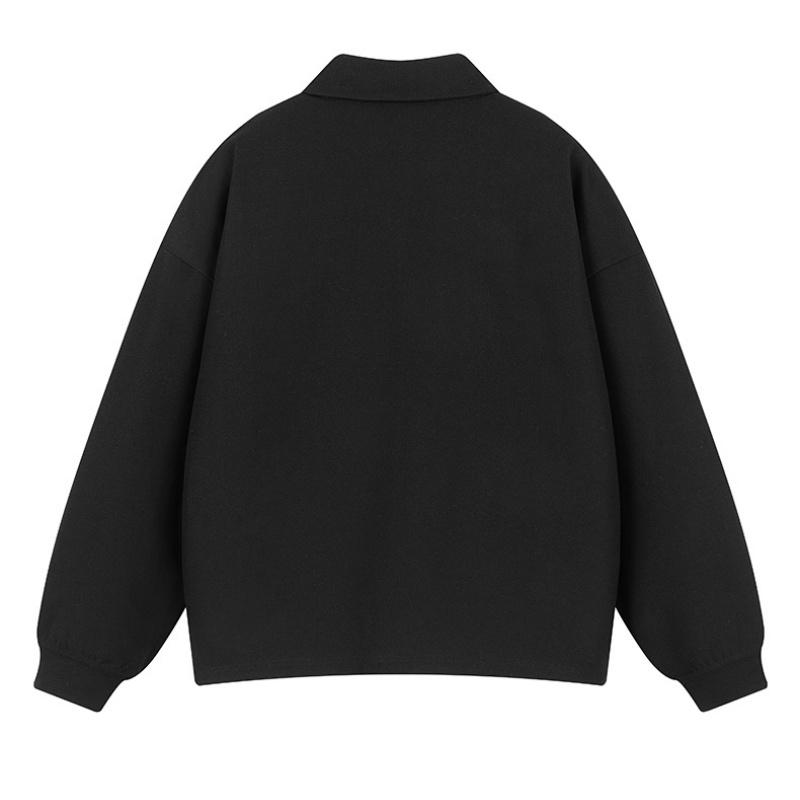 Men's Vintage Heavyweight Polo Shirt Long Sleeve T-Shirt Autumn Trendy Brand Turn-Down Collar Base Shirt Loose Top Gift for Husband Father