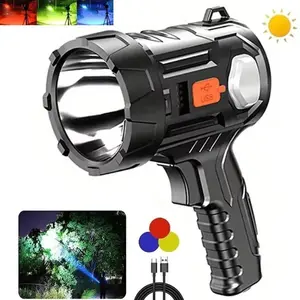 900000000LM Bright Solar/USB Rechargeable LED Spotlight Flashlight Searchlight