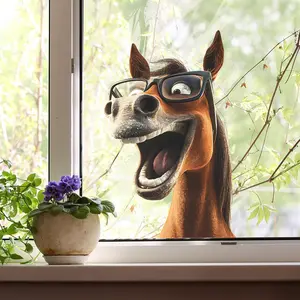 Horse Crack Car Stickers 4 Stickers, Car Window Clings Decal, 3D Horse Decal Auto Accessories, Waterproof Animal Wall Stickers, Funny Car Decoration Stickers