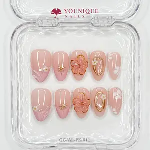 Younique Nails | 10PCS 100% Handmade Press-On Nails | Reusable Colorful Art acrylic stylish 3D Glossy