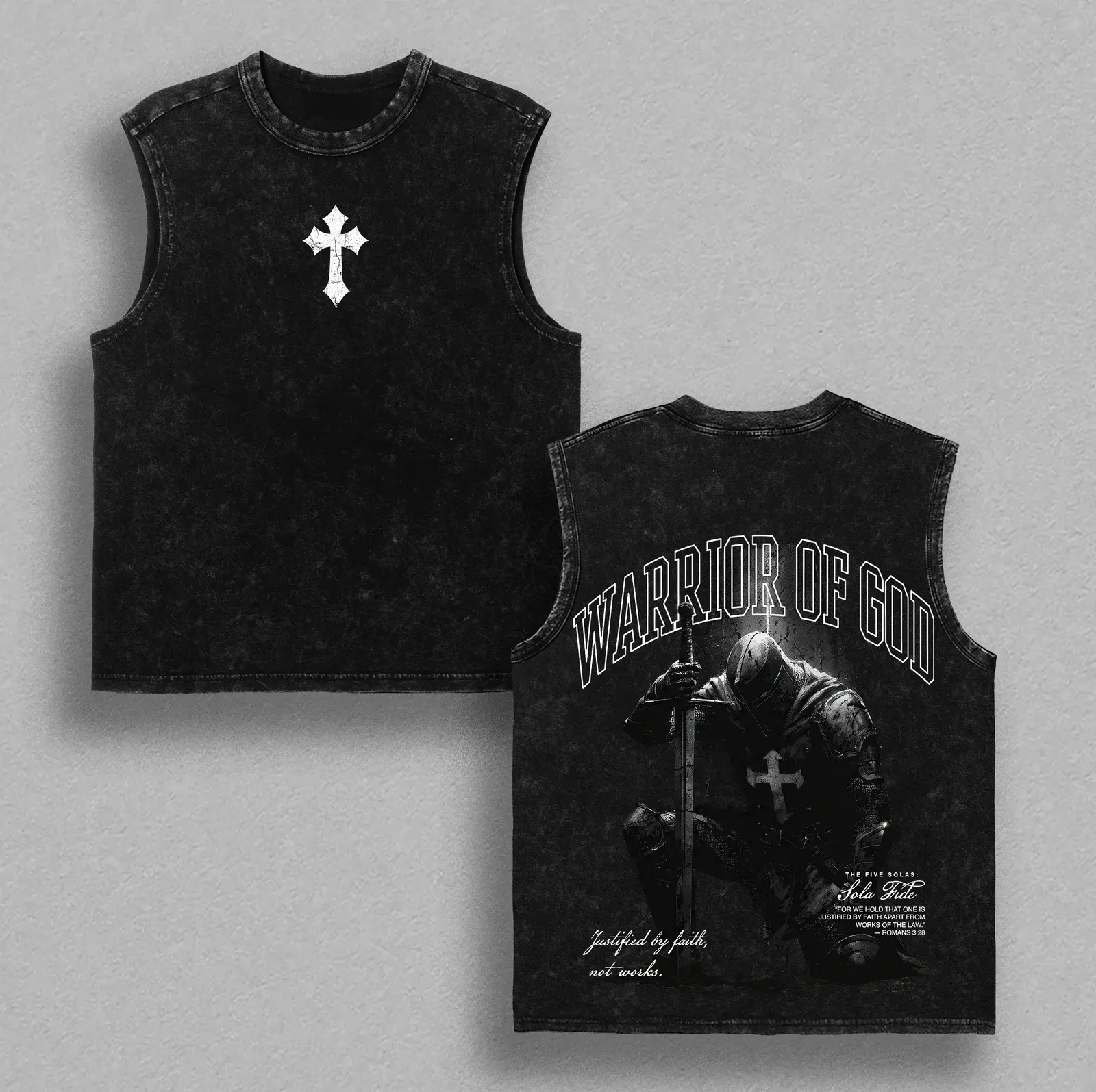 Warrior of God Christian Knight Vintage Washed T Shirt  Sweatshirt  Hoodie Faith Based Streetwear Armor of God Graphic Tee Heavy Cotton Unisex Jesus Believer Religious Gospel Apparel Justified By Faith Sola Fathers Day Gifts