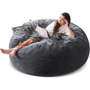 SANAE Oversized 6FT Memory Foam Bean Bag Chair for Adults - Dark Grey Corduroy Fabric with Filler, Gaming & Movie Furniture, Large Beanbag Sofa Couch, Boneless Chair for Living Room/Dorm/Bedroom