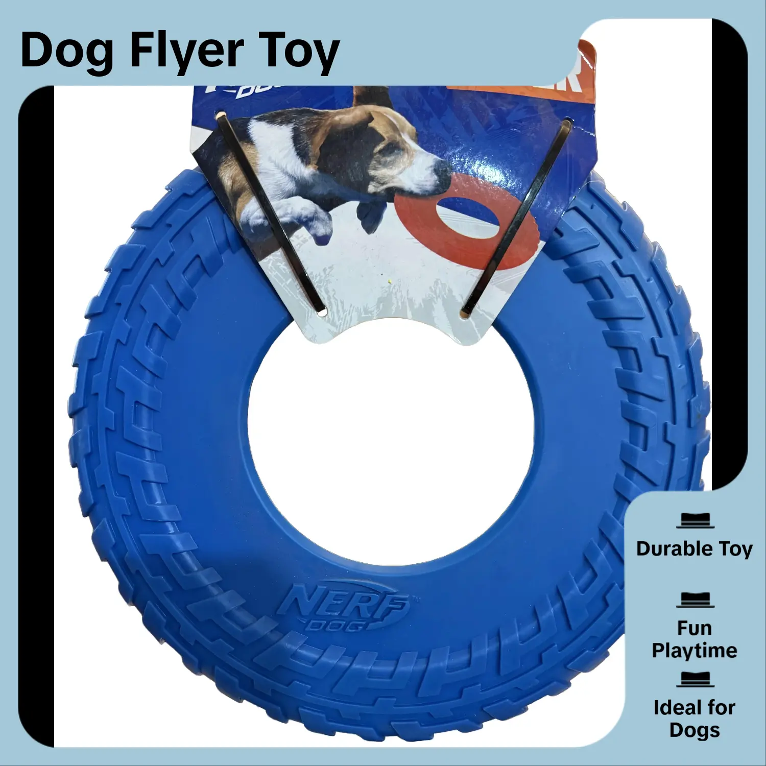 Nerf Dog Flyer Blue Treaded Ring for Dogs - Durable and Fun Toy for Pets