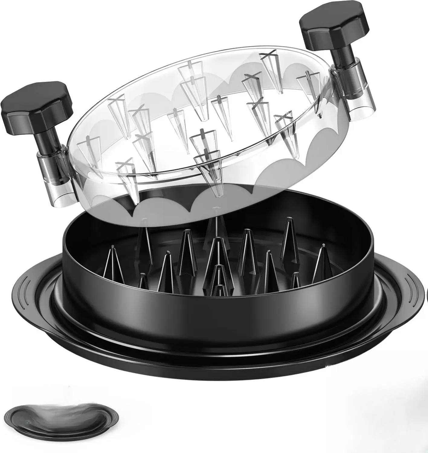 [New Deal] Chicken Shredder 8 Inches, Chicken Breast Shredder Tool, Cooked Meat Shredder With Clear Lid, Ergonomic Design, Auti-slip, Easy To Clean, Chicken Shredder Tool Twist, Chicken Grinder machine (Black) Kitchen Utensils, Stainless Steel