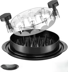 [New Deal] Chicken Shredder 8 Inches, Chicken Breast Shredder Tool, Cooked Meat Shredder With Clear Lid, Ergonomic Design, Auti-slip, Easy To Clean, Chicken Shredder Tool Twist, Chicken Grinder machine (Black) Kitchen Utensils