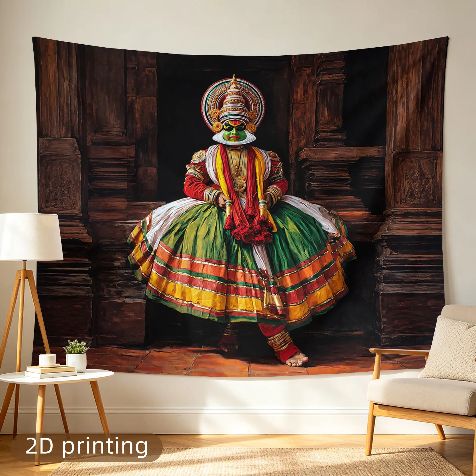 1pc Non-Luminous Traditional Dancer 2D Printed Tapestry - Multi-Size, Ornate Costume Design, Aesthetic Home Decor, Room Art, Home Supplies, Perfect Gift for Dormitory
