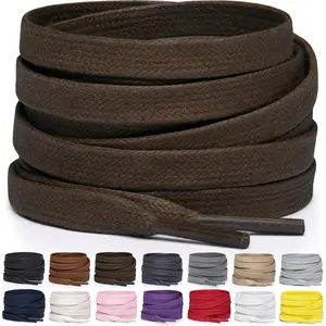 Waxed Cotton Flat Shoelaces for Boots Sneakers and Shoes Multiple Lengths and Colors Available Ideal for Footwear Black