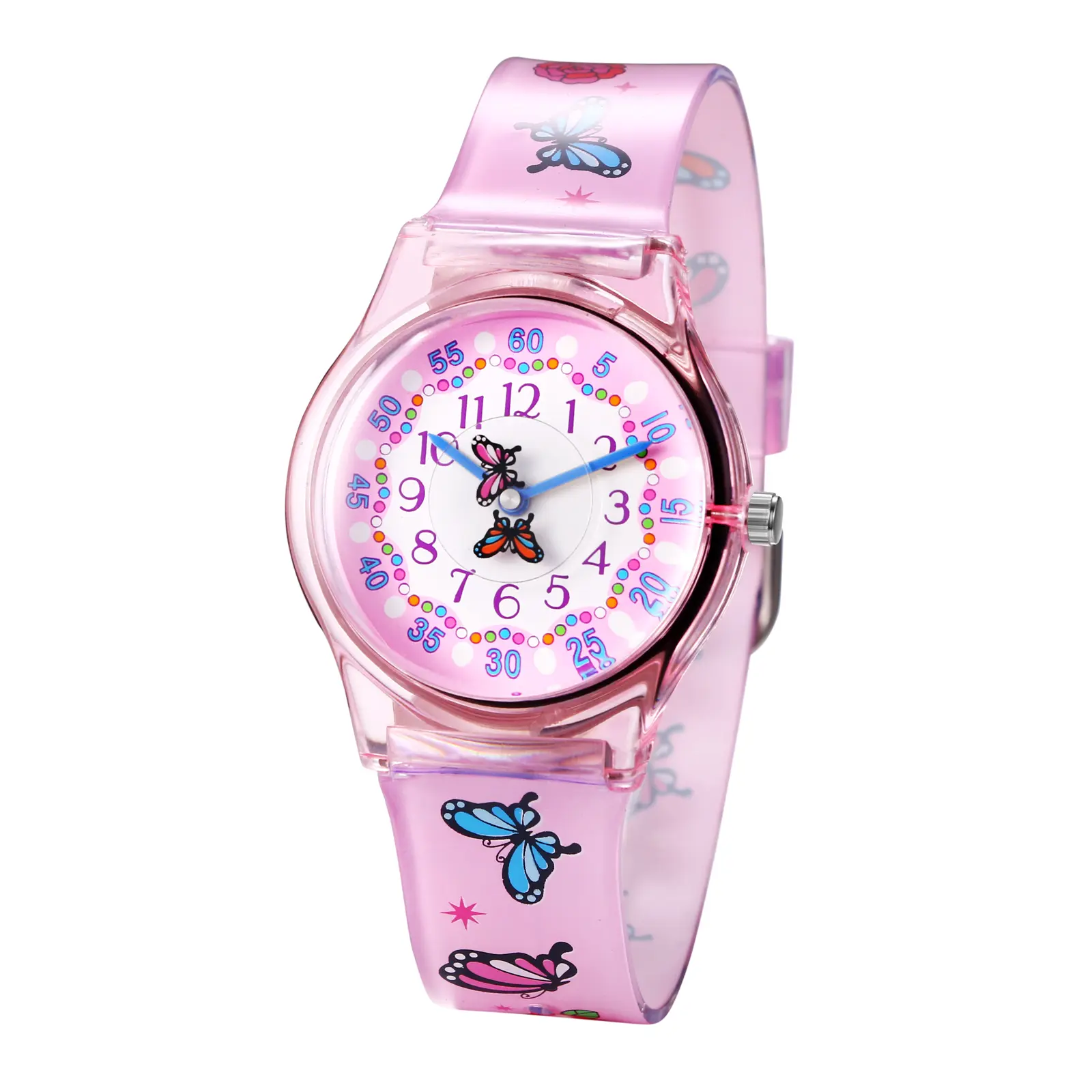OIDEA Women's Analog Quartz Watch - Cute Butterfly Design, Scratchproof Silicone Strap, Jelly Candy Pink Easy-Reader Fashion Watch for School, Analog Watch summerwins