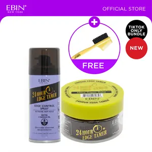 EBIN 24hr Edge Control (Super hold) + Edge Control Spray bundle with Free Edge Brush | Extreme hold, Shine boosting, lightweight moldy