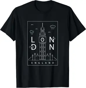 London England UK Skyline UK Vintage Casual Short Sleeve Cotton T-shirt