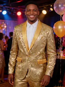 Men's Sequined Suit Jacket, Sparkling Floral Blazer, Fashionable Party Wedding Dance Dress, Shiny Vest Coat
