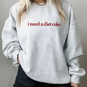 I Need A Diet Coke Embroidered T-shirt/Sweatshirt/Hoodie, Custom Embroidered Diet Coke Sweater, Diet Coke Embroidery Hoodie, Coke Shirt, BFF Gift, Crew Neck Gift for Her