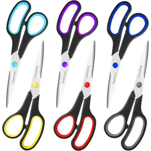 Scissors Set of 6-Pack, 8" All Purpose Scissors Comfort-Grip Handles, Sharp for Office Home School Craft Sewing Fabric Supplies, Suitable for Student Teacher Right/Left Hand