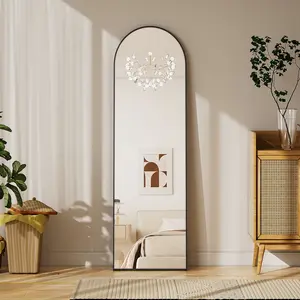 BEAUTYPEAK 59"x 16" Full Length Mirror Arched Standing Floor Mirror Full Body Mirror, Black