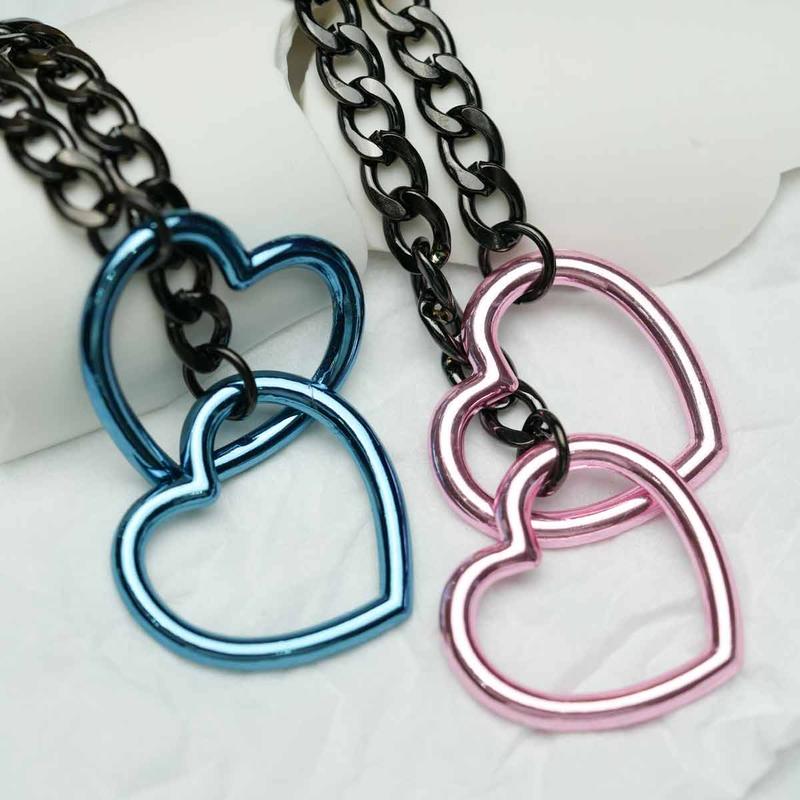 Collana Uomo A Catena Cubana Con Anello A Cuore, Acciaio Inox, Regolabile, Stile Punk Gothic