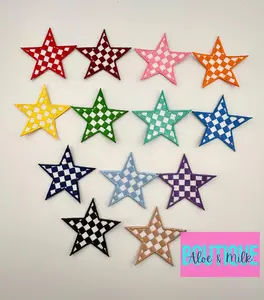 Checkered Star patch, check patches, star, game day, sports patches, cheer patch, dance patches, hat patches, DIY hats, iron on patch