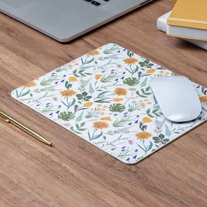 Cabbrix Mouse Pad with Floral Design, Computer Mouse Pad 9.5 x 8 Inches, Waterproof Non-Slip Rubber Base Mouse Mat for Wireless Mouse and Laptop for Desk