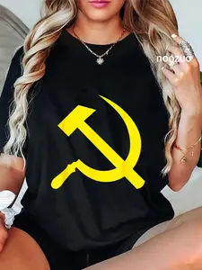 100% Cotton Hammer And Sickle T-Shirt USSR Communist Soviet Russia CCCP T-Shirt