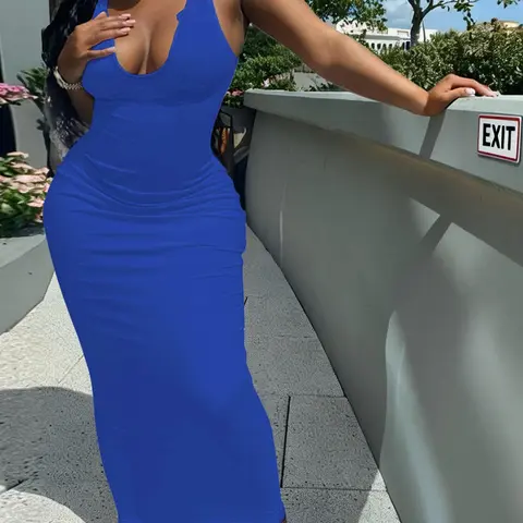 Women's Sleeveless Dress, Slim Fit Summer Long Dress, Comfortable Casual Daily Wear, Perfect for Everyday, Casual Minimalist Dress