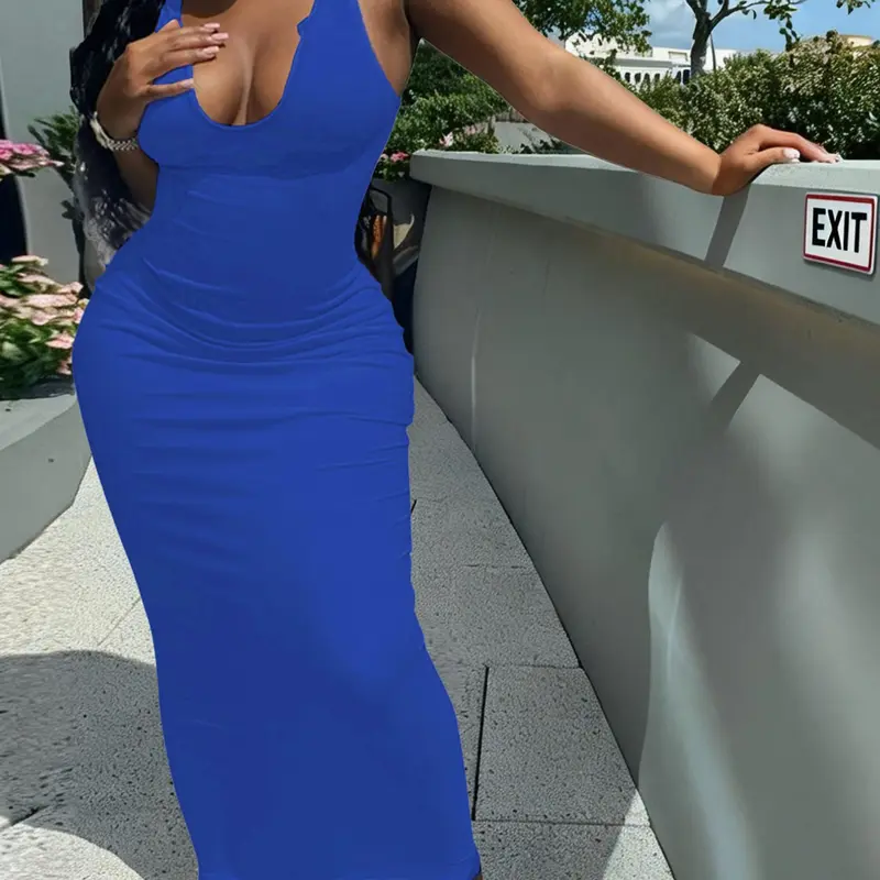 Women's Sleeveless Dress, Slim Fit Summer Long Dress, Comfortable Casual Daily Wear, Perfect for Everyday, Casual Minimalist Dress
