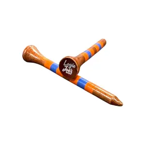 Orange Blue Stripe Premium Wooden Golf Tees | 2 3/4” Standard Size | 45 Pack Set | Durable Painted Wood Tees | Unique Designs