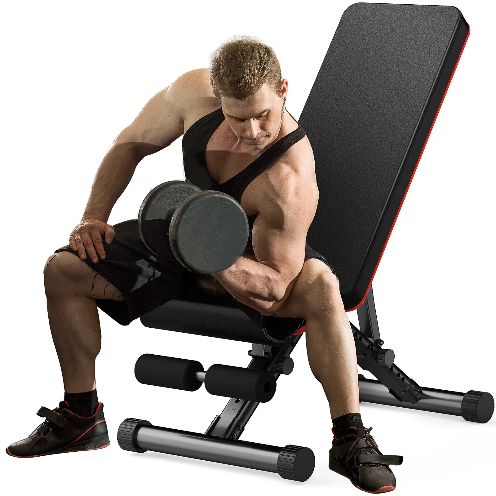 Sweetcrispy Adjustable Weight Bench, ASTM-Certified 800LBS Workout Bench Foldable for Home Gym, 90° to -30° FID and 30in Extended Backrest for Bench Press Strength Training Exercise