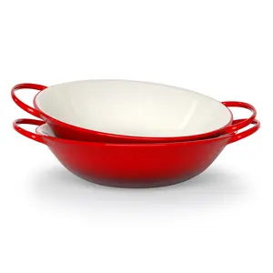 Mini Wok Dish, Cherry Red, 40 oz, Set of 2 Bowls Oven