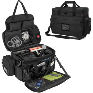 Patrol Bag Law Enforcement, Police Gear Bag Car Front Seat Organizer for Police with Laptop Layer and Cup Holders, MOLLE System, Fits Vehicle Passenger Sea