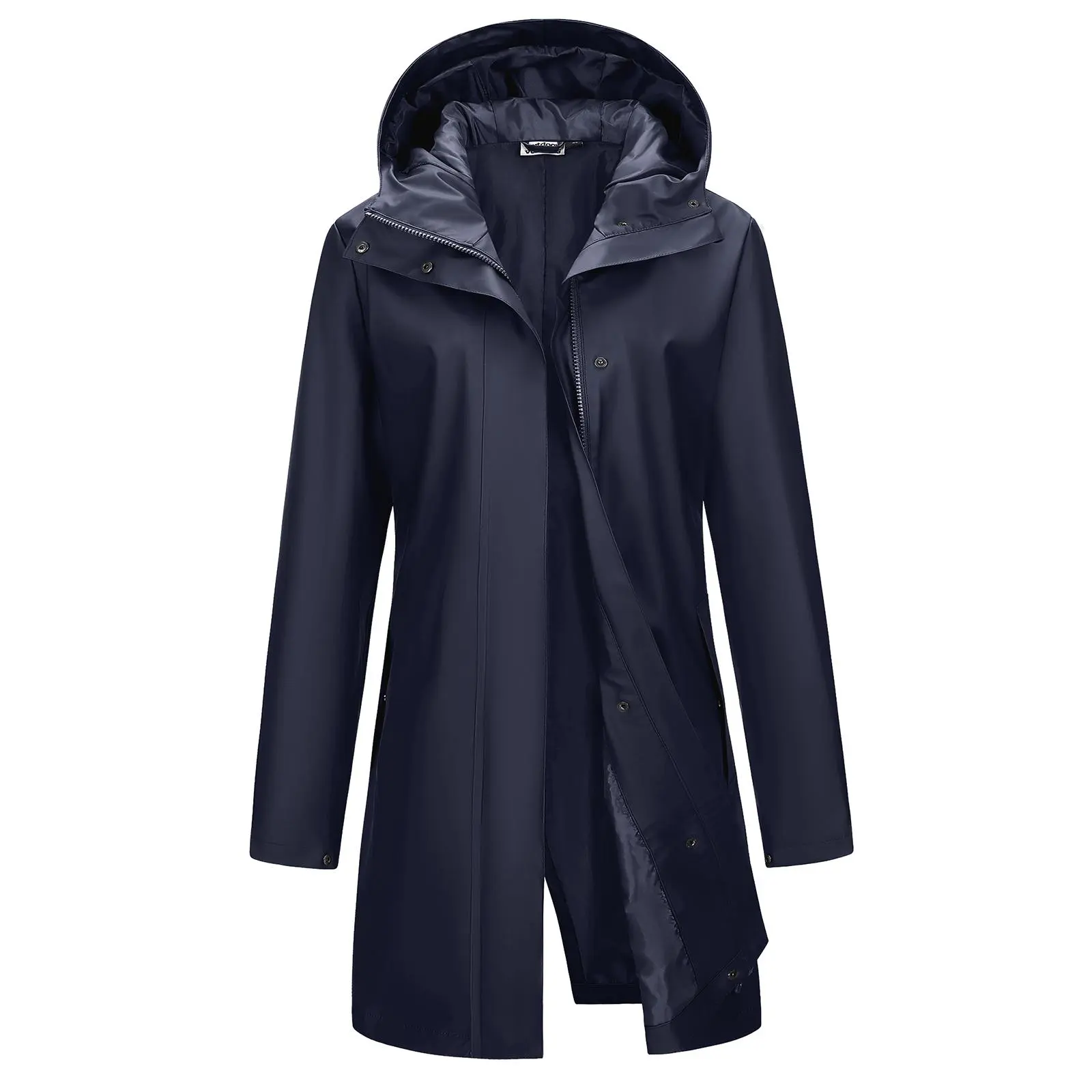 Outdoor Ventures Women's Waterproof Long Rain Jackets Lightweight Rain Coats with Hood Trench Coats PU Windbreaker