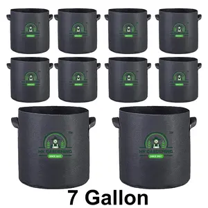 Plant Grow Bags 7 Gallon/10Pcs  Round Fabric Pot Aeration  Black - Ideal for Home and Garden -HK Gardening