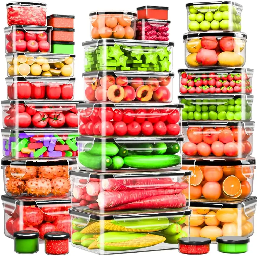 62-Piece Large Airtight Food Storage Set with Lids (31 Units, 31 Lids, Total 656OZ) - BPA-Free Reusable Plastic for Kitchen Organization, Leakproof Meal-Prep Lunch Holders